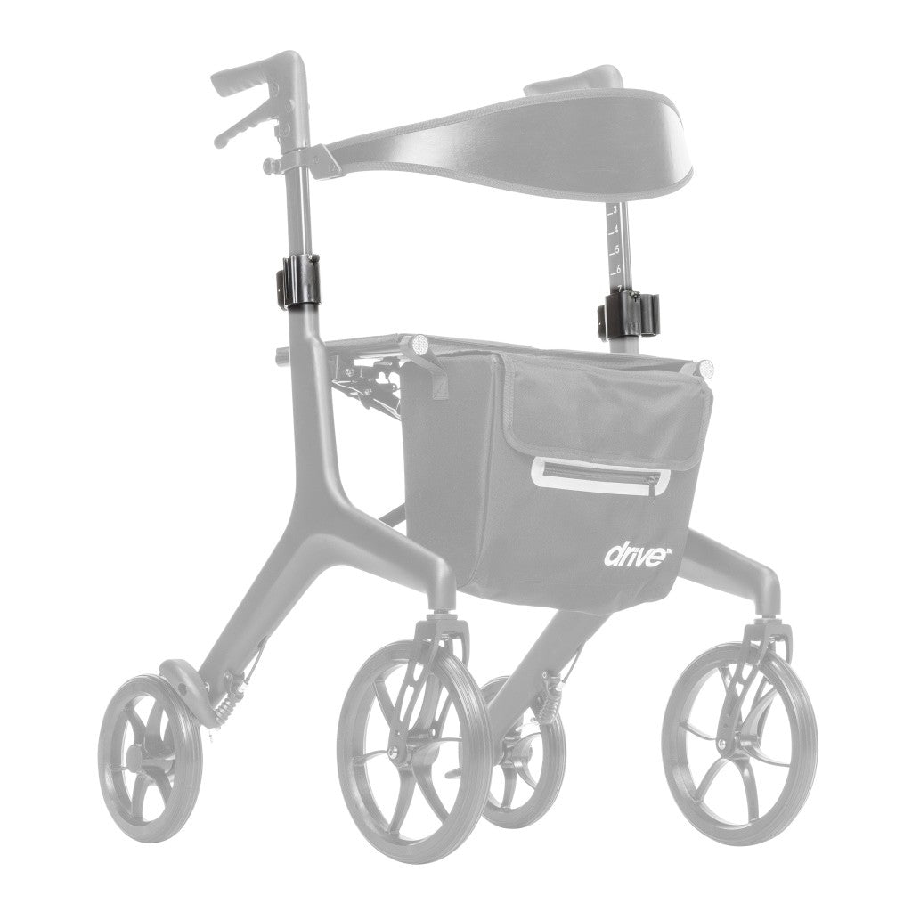 10278-09 / 10278-10 handlebar lock assembly (left and right) shown in color on the Drive Medical AeroCarbon Ultra-Lite Rollator (10278), rest of the rollator greyed out