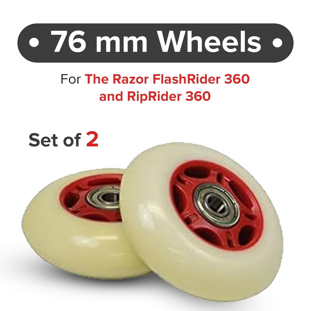 76 mm Scooter Wheels with Bearings (Set of 2)