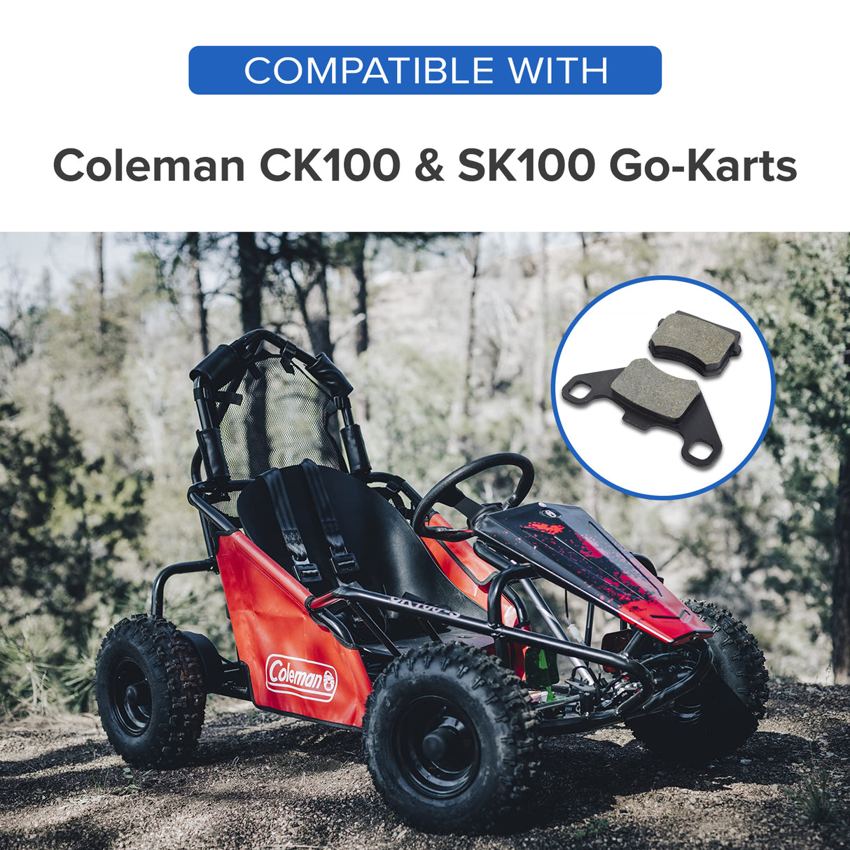Front Brake Pads for Coleman CK100 & SK100 Go-Karts