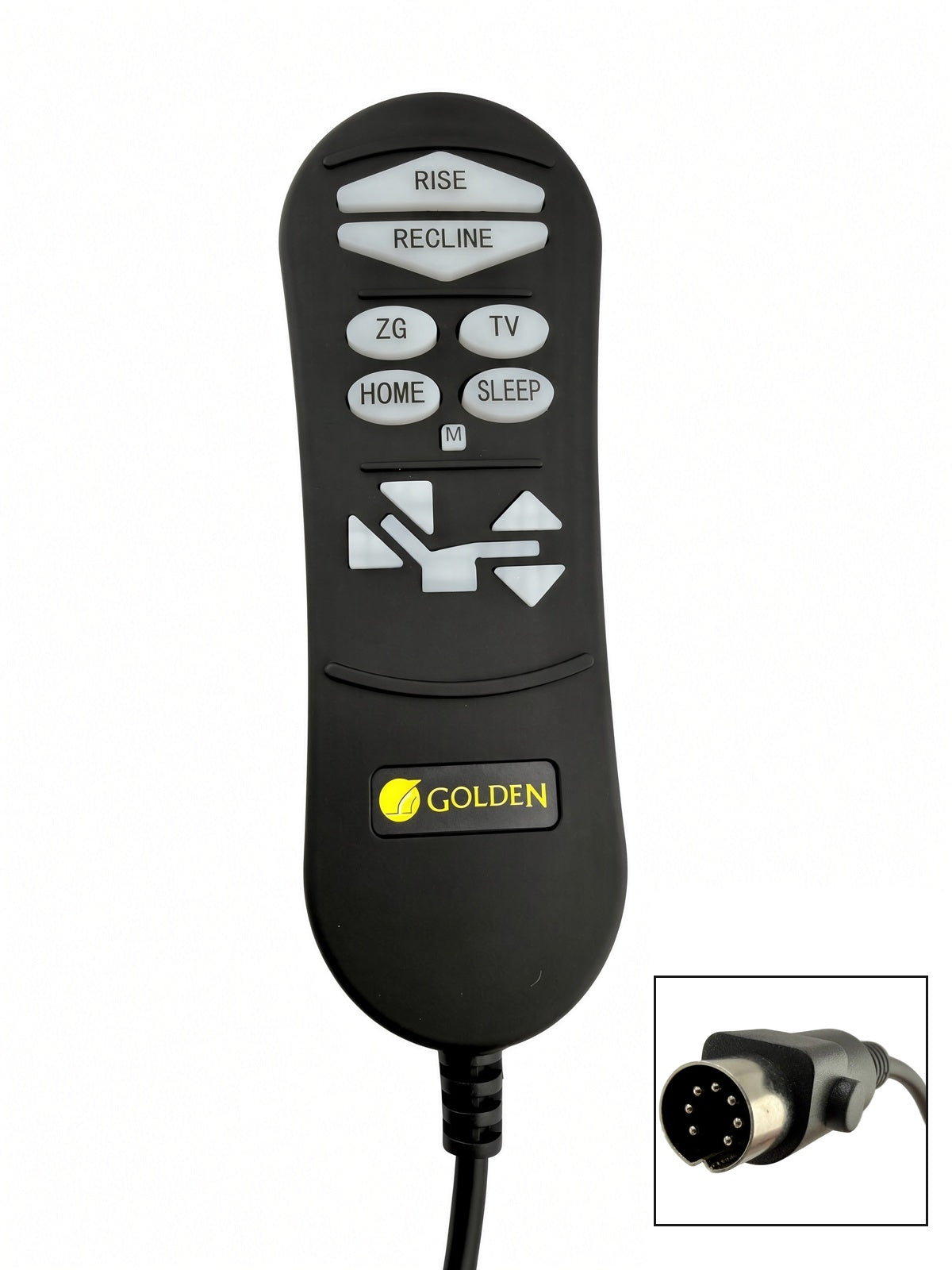 Close-up of the AutoDrive 3.0 hand control for the Golden PR535 series lift chairs, showing the button layout.