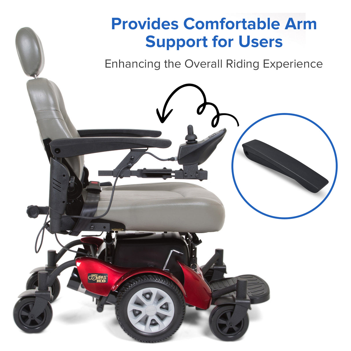 14" Armrest for the Golden Technologies Companion I & II (GC240, GC340, GC440, & GP600) Scooters and Compass Series Power Chairs (WC09A409B)
