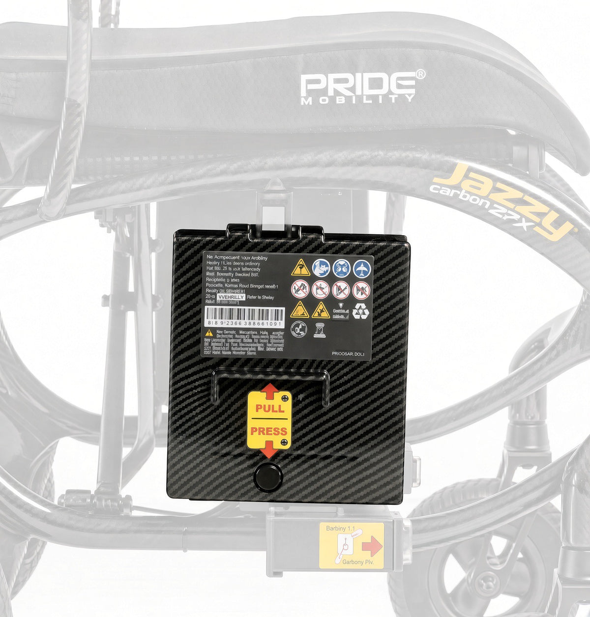 Genuine Pride Mobility 10Ah lithium battery for the Jazzy Carbon 27X, additional view