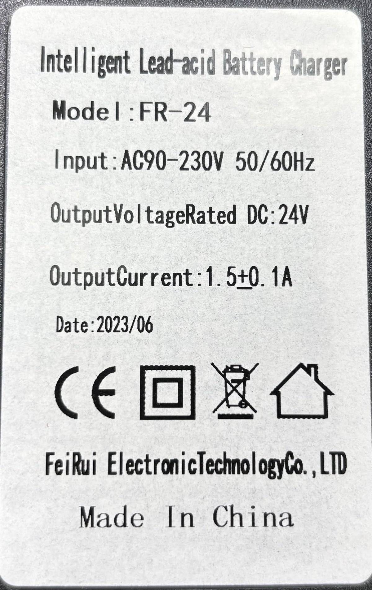 24 Volt 1.5 Amp 2.5mm ID Coaxial Battery Charger
