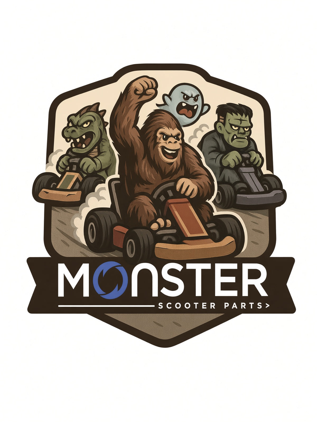 Monster Scooter Parts Sasquatch Retro Sticker - Monster Cart