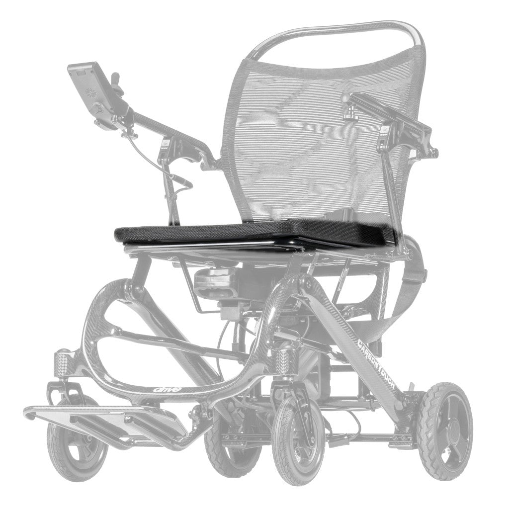 CFPC17FS-22 seat cushion shown in color on the Drive Medical CarbonTouch Power Wheelchair (CFPC17FS), rest of the power chair greyed out