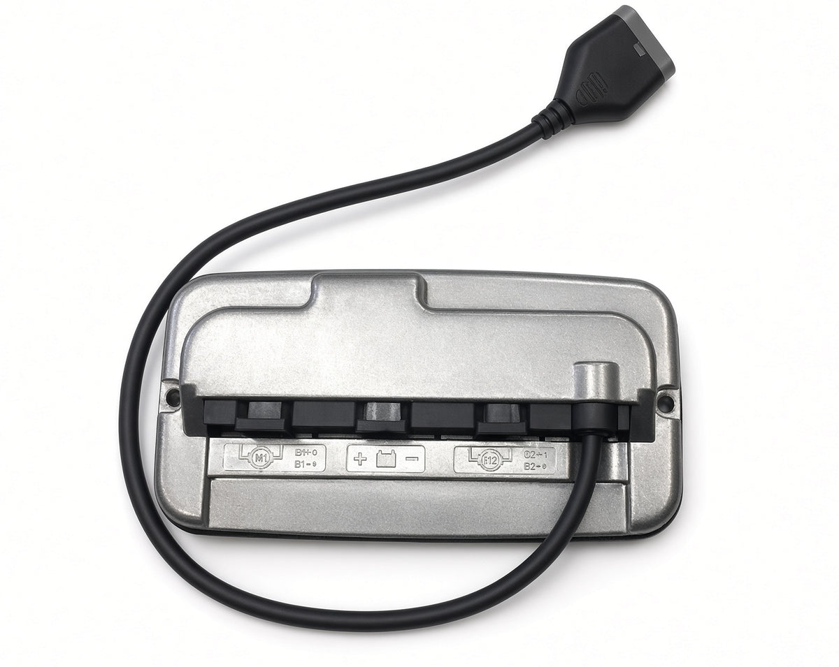 CTL2105336 40 amp GC3 controller for the Pride Jazzy Select Elite, Elite ES and TSS 300, silver aluminum case with motor and battery ports and 4-prong joystick cable