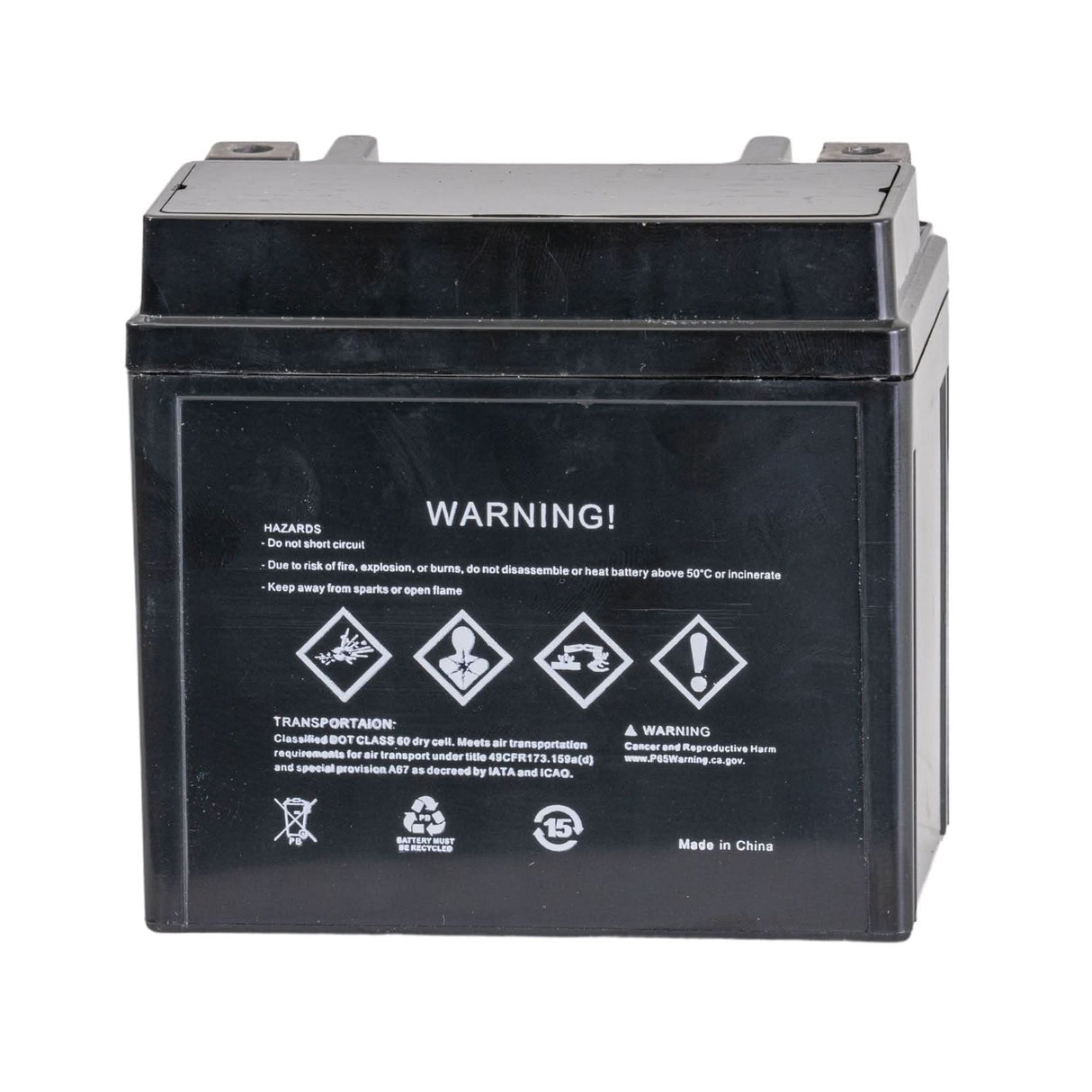 12 Volt YTX5L Replacement Sealed AGM Scooter, ATV, and Dirt Bike Battery with white text and symbols on a black rectangular body, ideal for various scooters, ATVs, and dirt bikes.
