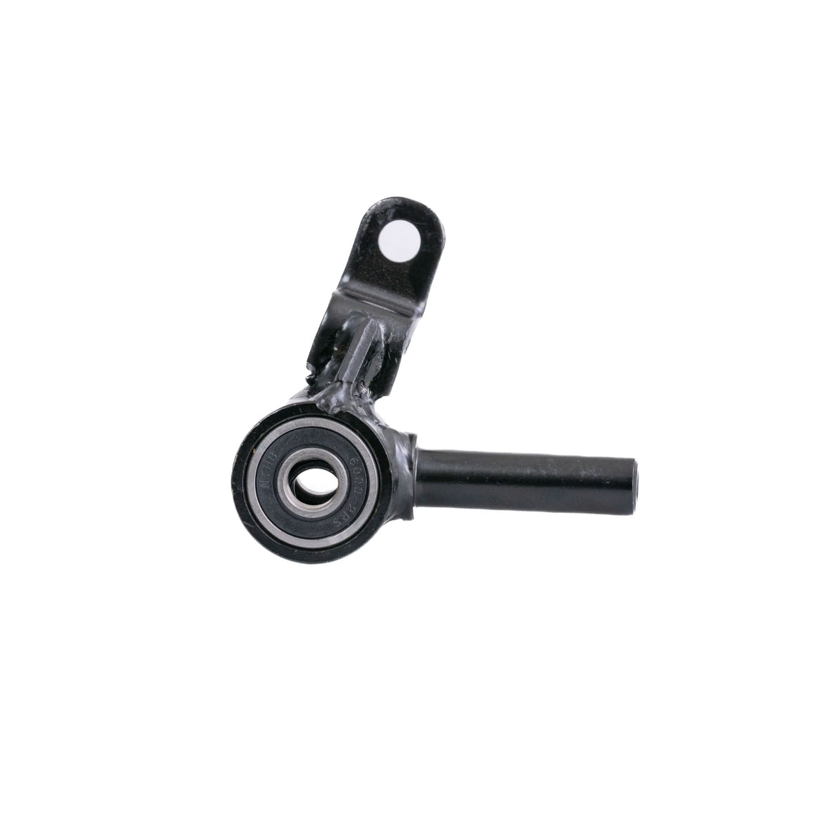 Front Axle Assembly for Jazzy Zero Turn & Pride Zero Turn 8 Mobility Scooters, featuring a black metal object with a round center and essential hardware components like tie rods, washers, bolts, spacers, and nuts.