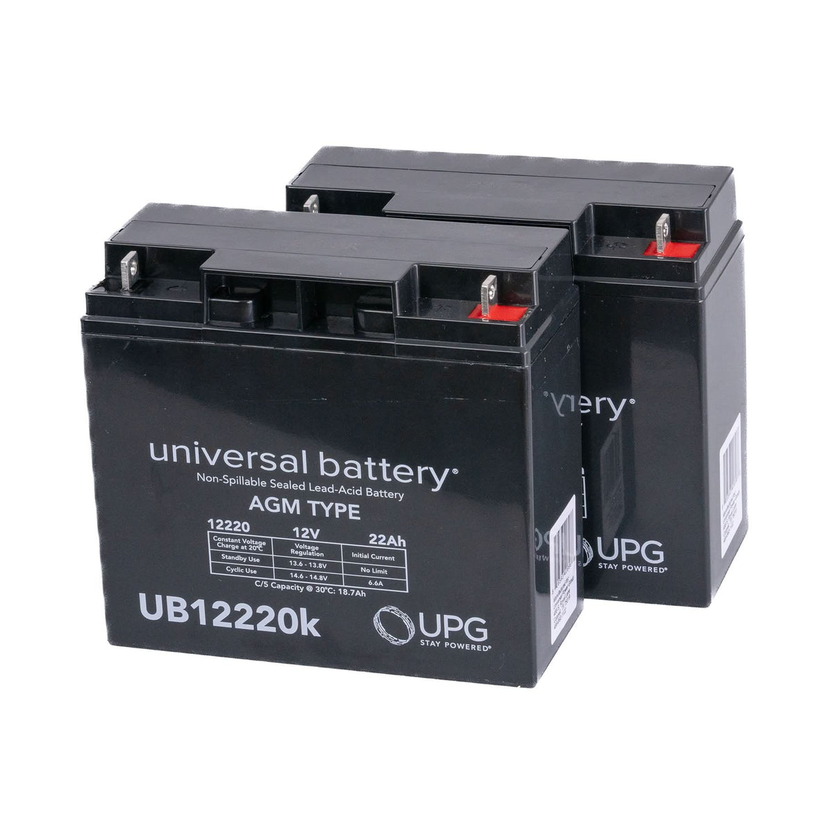 Half U1 22 Ah (20 Ah Upgrade) 24 Volt AGM Mobility Scooter Battery Pack, showcasing multiple black batteries in close-up, emphasizing their compact, maintenance-free design suitable for various mobility scooters and power chairs.