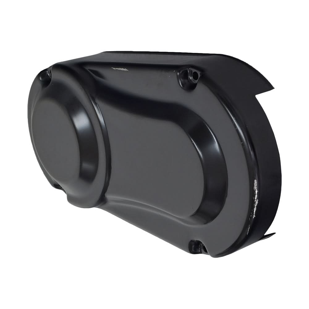 Steel Clutch Cover for the Baja Mini Bike (MB200) (Blemished) - Thick-walled black metal cover with visible minor scratches and scrapes. Fully functional, compatible with 2011 and newer Baja MB200 models.