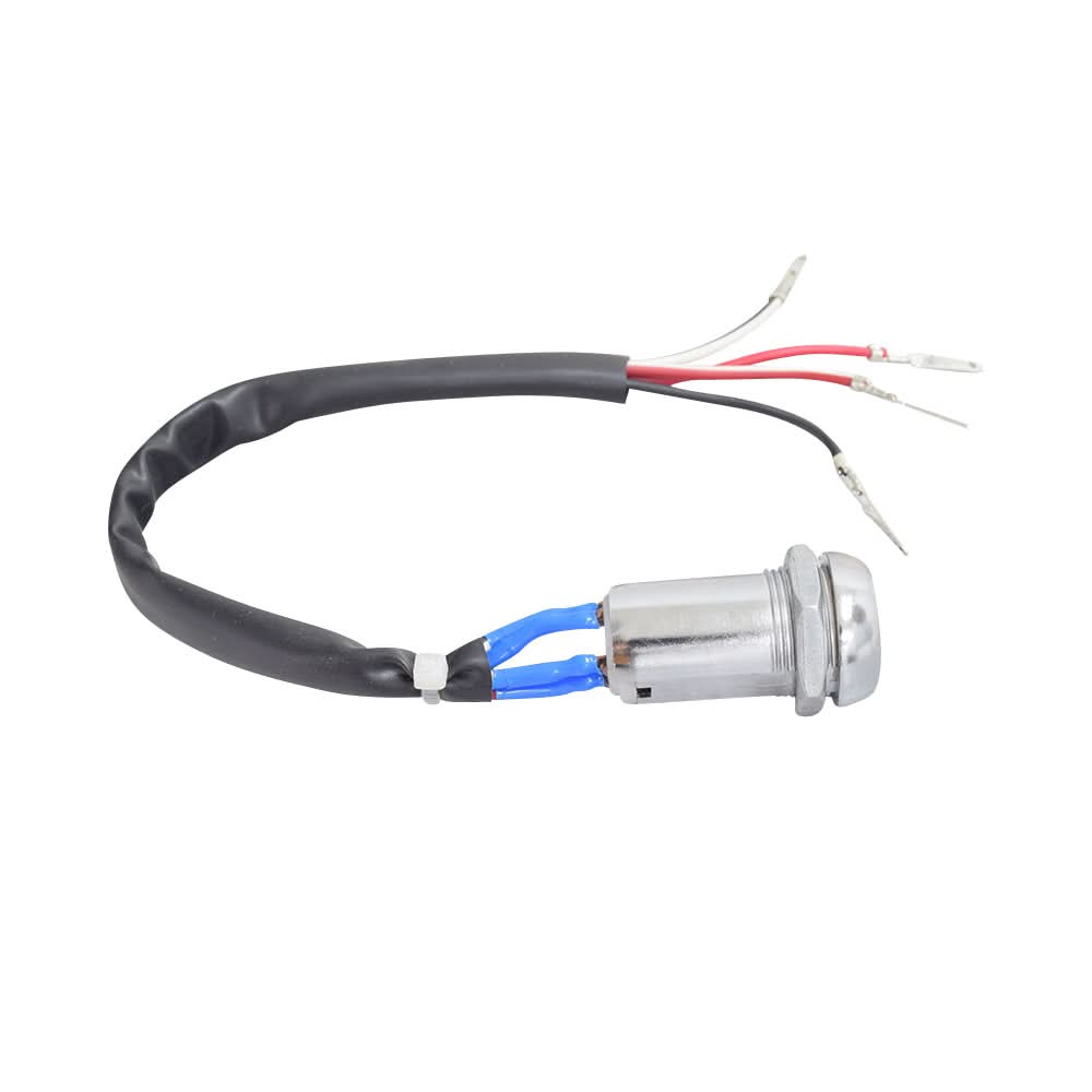 Close-up of an Ignition Module (Key Switch) with Keys featuring four wires and connectors, suitable for scooters with four-wire ignition systems.