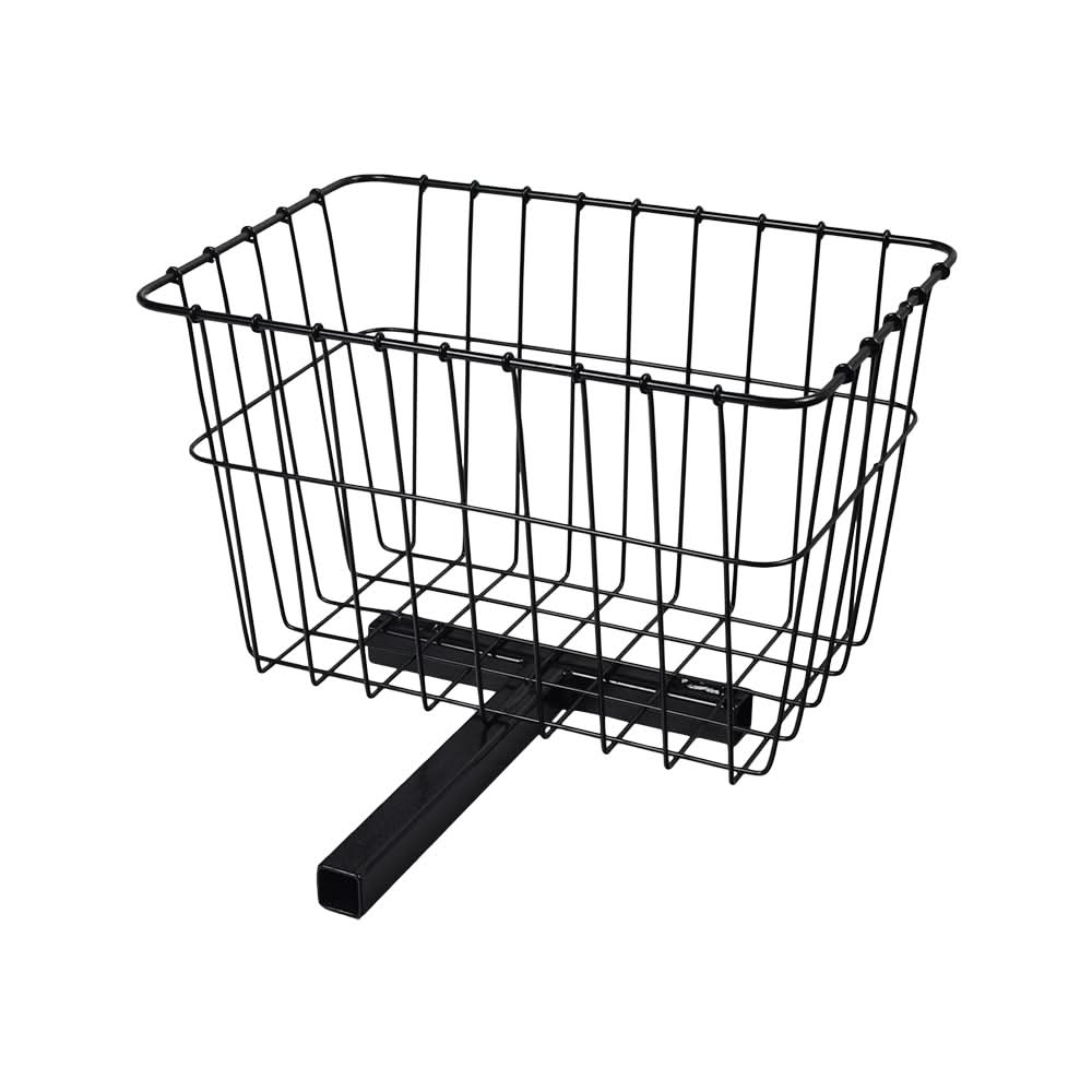 Rear Basket for Golden Technologies Scooters: A black wire basket designed to fit any Golden scooter, enhancing cargo capacity with a sturdy metal frame.