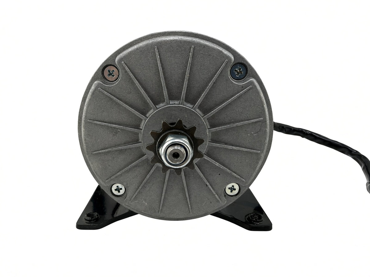 Front view of Hiboy DK1 motor showing the 11-tooth drive sprocket and mounting bracket