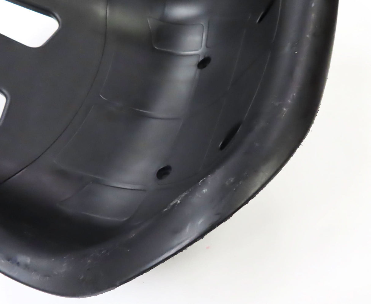 Deluxe Hoverboard Go-Kart Attachment Kit with Large Front Wheel & Suspension (Blemished) showing a black go-kart seat, front caster wheel, adjustable frame, and handlebar levers for control.