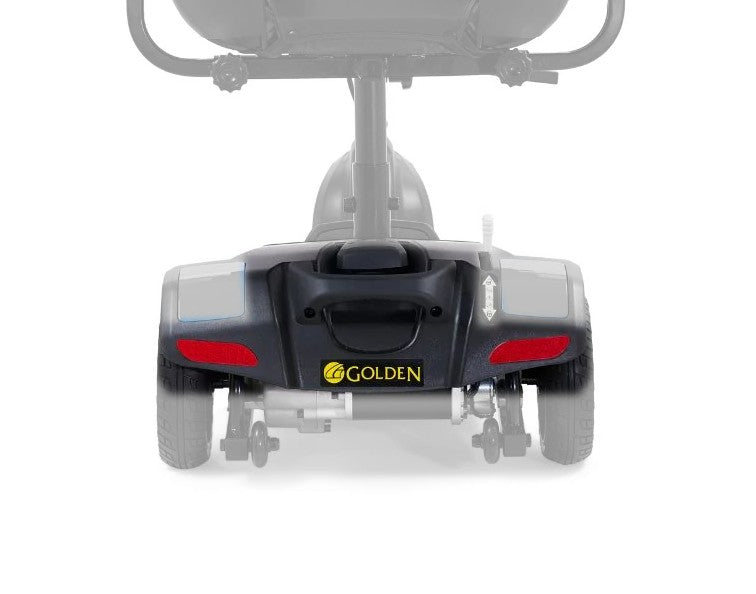 MBB-0016 black rear shroud shown in color on the Golden Buzzaround LT, rest of the scooter greyed out