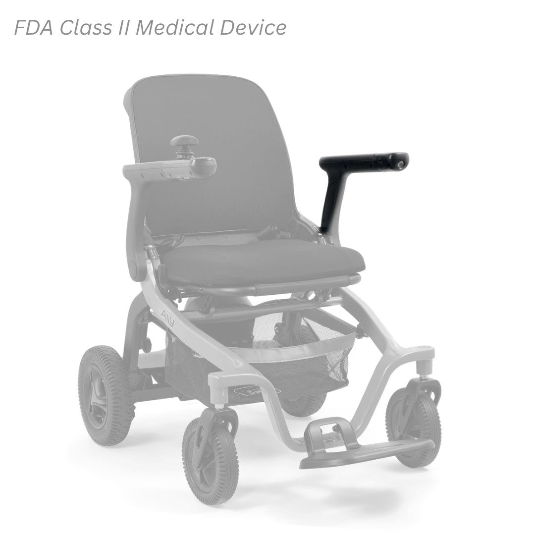 MBS-0020 left seat arm assembly shown in color on the Golden Ally GP303, rest of the chair greyed out