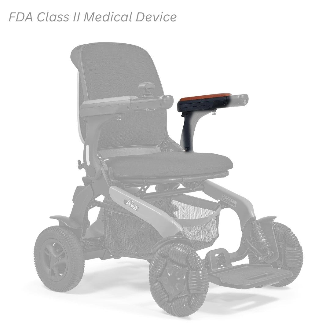 MBS-0027 left seat arm assembly shown in color on the Golden Ally Pro GP304, rest of the chair greyed out