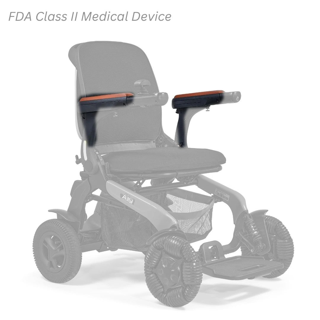 MBS-0027 left and MBS-0028 right seat arm assemblies shown in color on the Golden Ally Pro GP304, rest of the chair greyed out