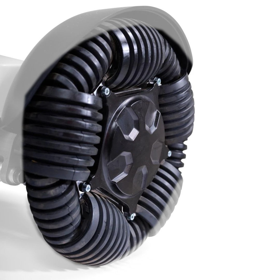 MBW-0038 omni-directional caster wheel shown in color on the Golden Ally Sport GP305, fender and frame greyed out