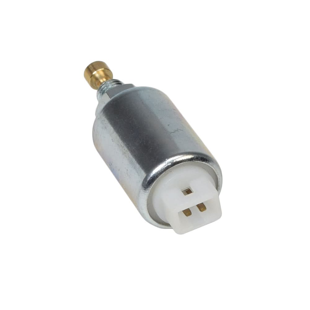 Solenoid 699915 for Briggs & Stratton 794572, 796109, & 799728 Carburetors, featuring a silver and gold electric motor with visible cables and connectors.