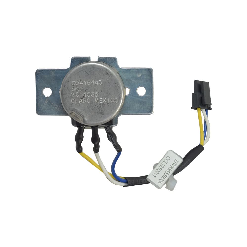 Throttle Pot Assembly for the Pride Celebrity XL Heavy Duty (SC445/SC4450DX), a small metal device with wires and a round metal component, essential for maintaining your scooter or power chair.