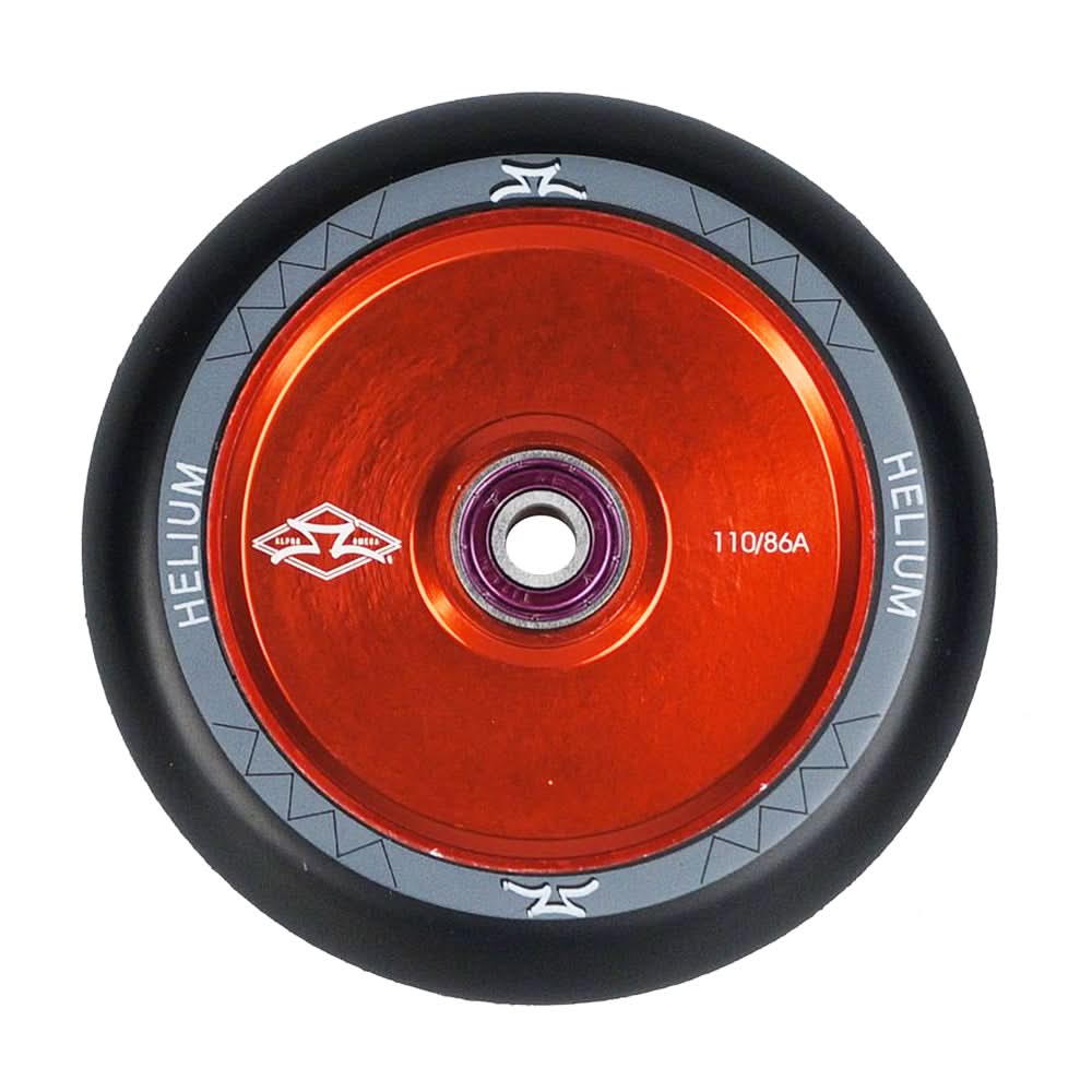 110 mm AO Helium Kick Scooter Wheels featuring a hollow-core design with a round center and pre-installed Titen ABEC 9 bearings, shown individually for mix and match customization.