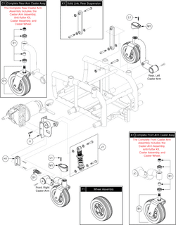 Jazzy 614 HD - Caster Arm / Suspension - Right Side, Front / Left Side, Rear