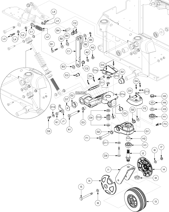 Quantum Q6000XL - Anti -Tip / Front Suspension - Anti -Tip - Used On Or After Sn J8619308001s10 - Silver