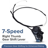 7-Speed Right Thumb Gear Shift Lever for the ANCHEER 26 350W Electric Mountain Bike, featuring a black, ergonomic design with integrated Shimano branding and a visible shift cable.