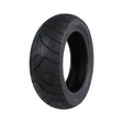 Vee Rubber 120/70-10 Street Scooter Tire with VRM 217 Tread, showcasing a close-up of the tire's detailed tread pattern and black rubber composition, designed for versatile road conditions and everyday use.