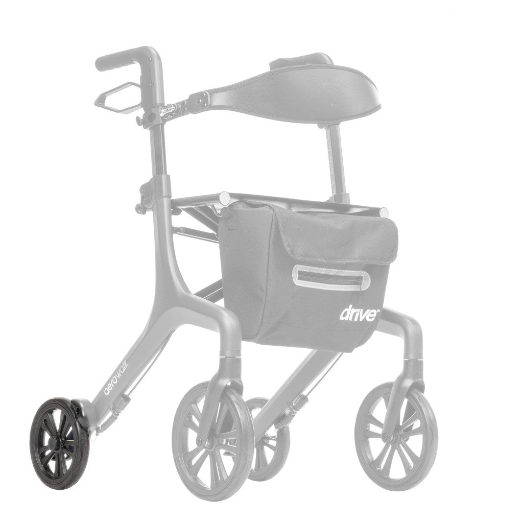 10277-05 rear wheel shown in color on the Drive Medical AeroWalk Ultra-Lite Rollator (10277), rest of the rollator greyed out