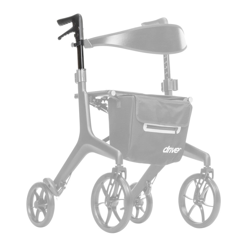 10278-08 right handlebar assembly shown in color on the Drive Medical AeroCarbon Ultra-Lite Rollator (10278), rest of the rollator greyed out