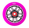 110 mm Crisp F1 Forged Kick Scooter Wheel, featuring a strong black rim and intricate design, perfect for enhancing scooter performance with pre-installed ABEC-9 bearings and 88A polyurethane tire.