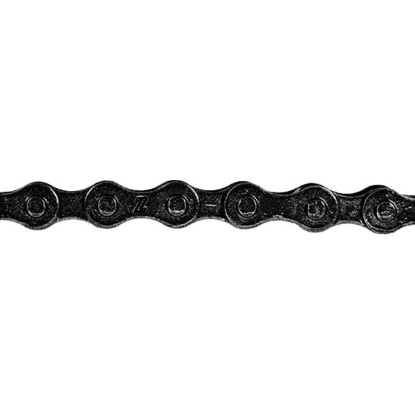 112 Link 1/2 x 1/8 Bike Chain with Master Link, shown as a close-up of a black chain, highlighting its durable metalware links.