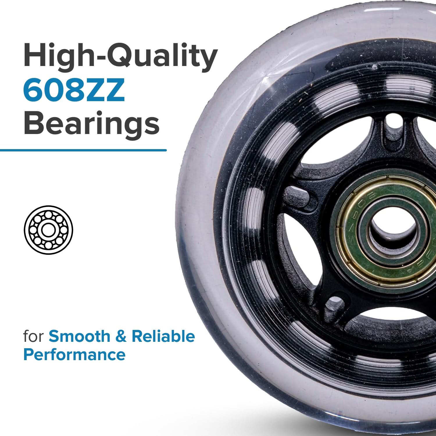 72mm Front Anti-Tip Wheel Assembly with Bearings for Jazzy & Pride Scooters & Power Chairs (Set of 2)