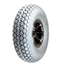 13 Pneumatic Rear Wheel Assembly for the Drive Sunfire Power Chairs, featuring a white tire with a silver rim and detailed tread, designed for smooth, non-marking performance.