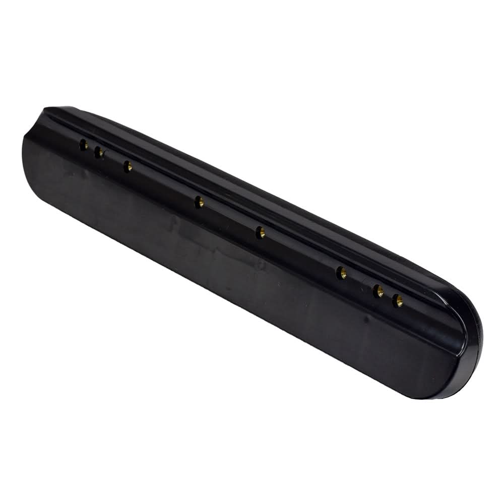 Navy Blue 14 Full Length Padded Vinyl Armrest for Wheelchairs with holes for mounting screws.