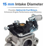 Scooter Carburetor for 43cc, 49cc, & 52cc Engines with 15 mm Intake