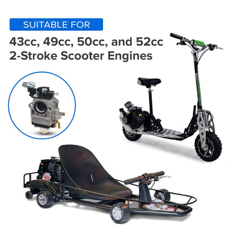 Scooter Carburetor for 43cc, 49cc, & 52cc Engines with 15 mm Intake