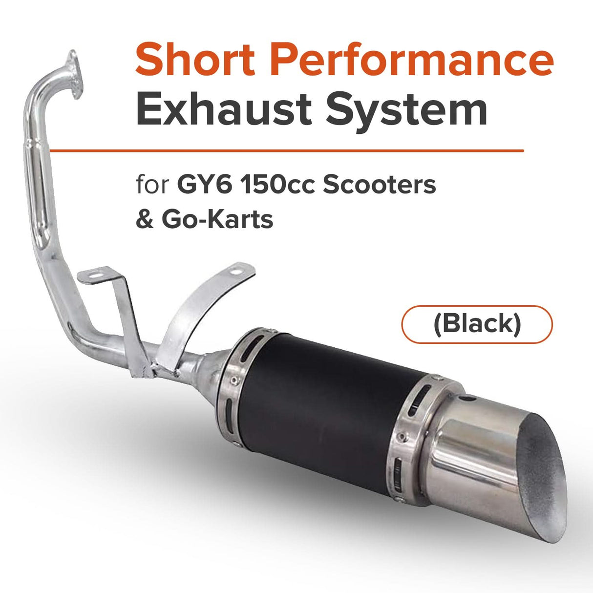 Short Performance Exhaust System for GY6 150cc Scooters & Go-Karts