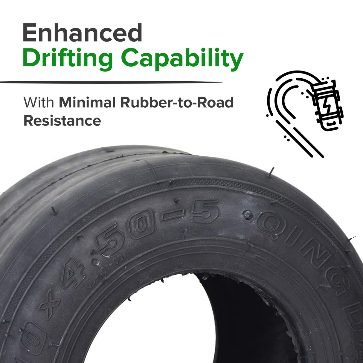 10x4.50-5 Tubeless Slick Tire for the Coleman DT200 Drift Trike