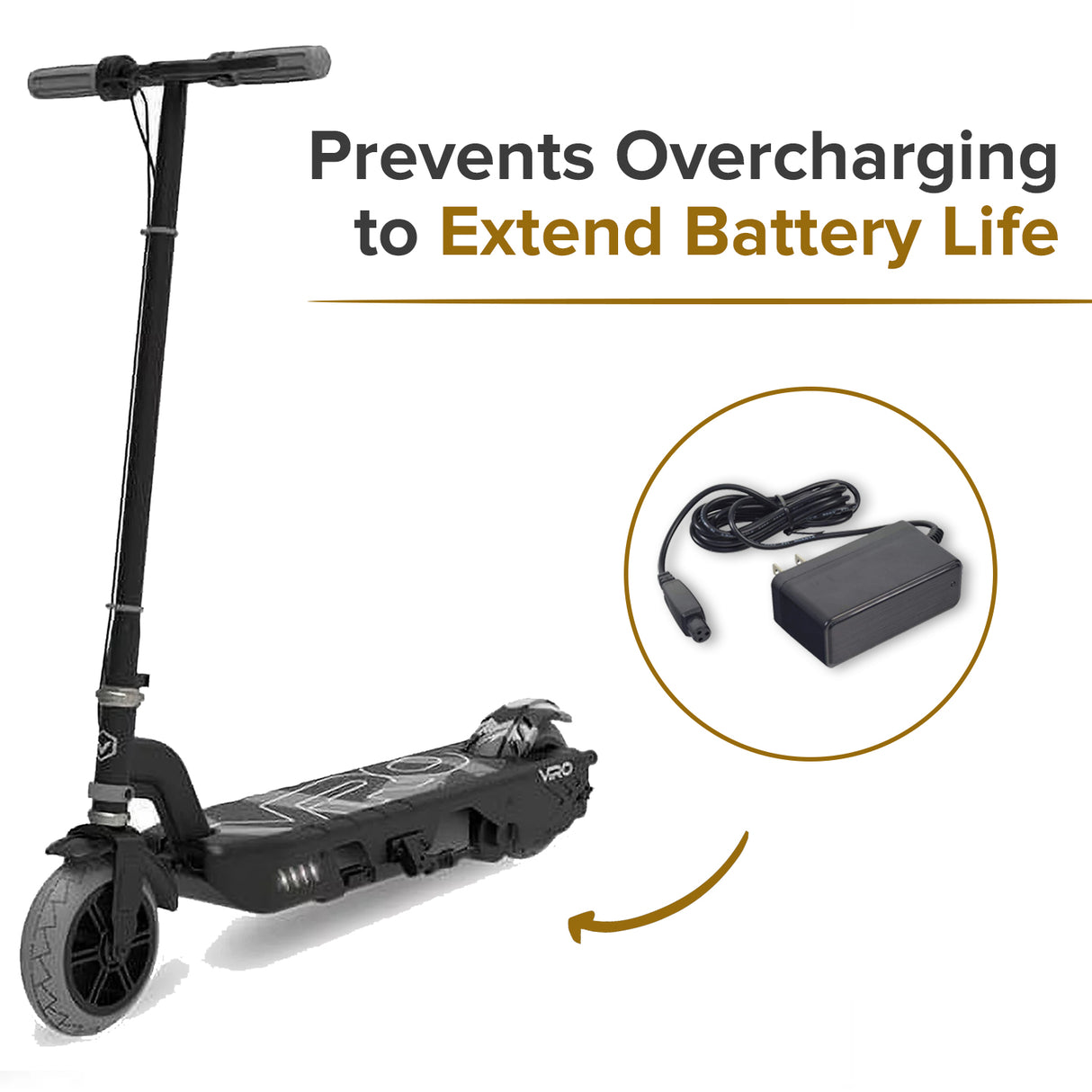 12 Volt 0.8 Amp Mini 3-Prong Battery Charger for the Viro Rides VR 550E Scooter