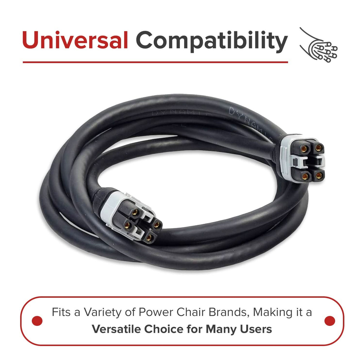 1.5 Meter (60") Bus Cable for Invacare Power Chairs with SPJ+ Joystick Controllers