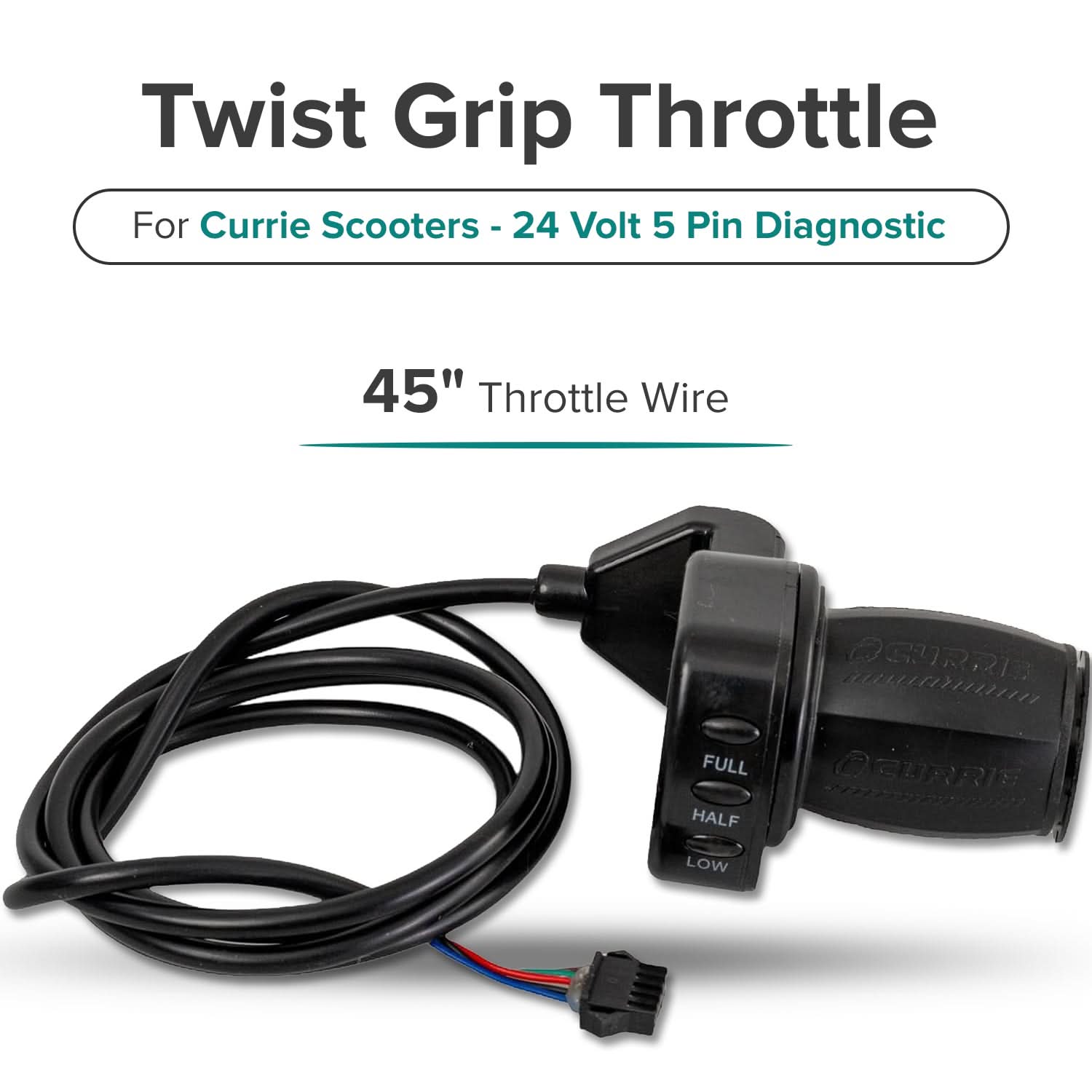 Currie 24 Volt 5-Pin Electric Bike Throttle (Schwinn, GT, IZIP, & Mongoose Bikes)