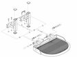 Diagram sketch of the 17 x 13 Footrest Platform Assembly for Jazzy 1650, illustrating various components and technical details of the complete footrest assembly.