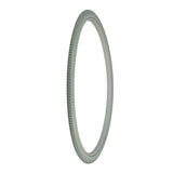 20x1-3/8 (37-451) Solid Urethane Wheelchair Tire with C63 Street Tread, showcasing a close-up of the tire's tread and white frame, designed for flat-free dependability on outdoor sidewalks.