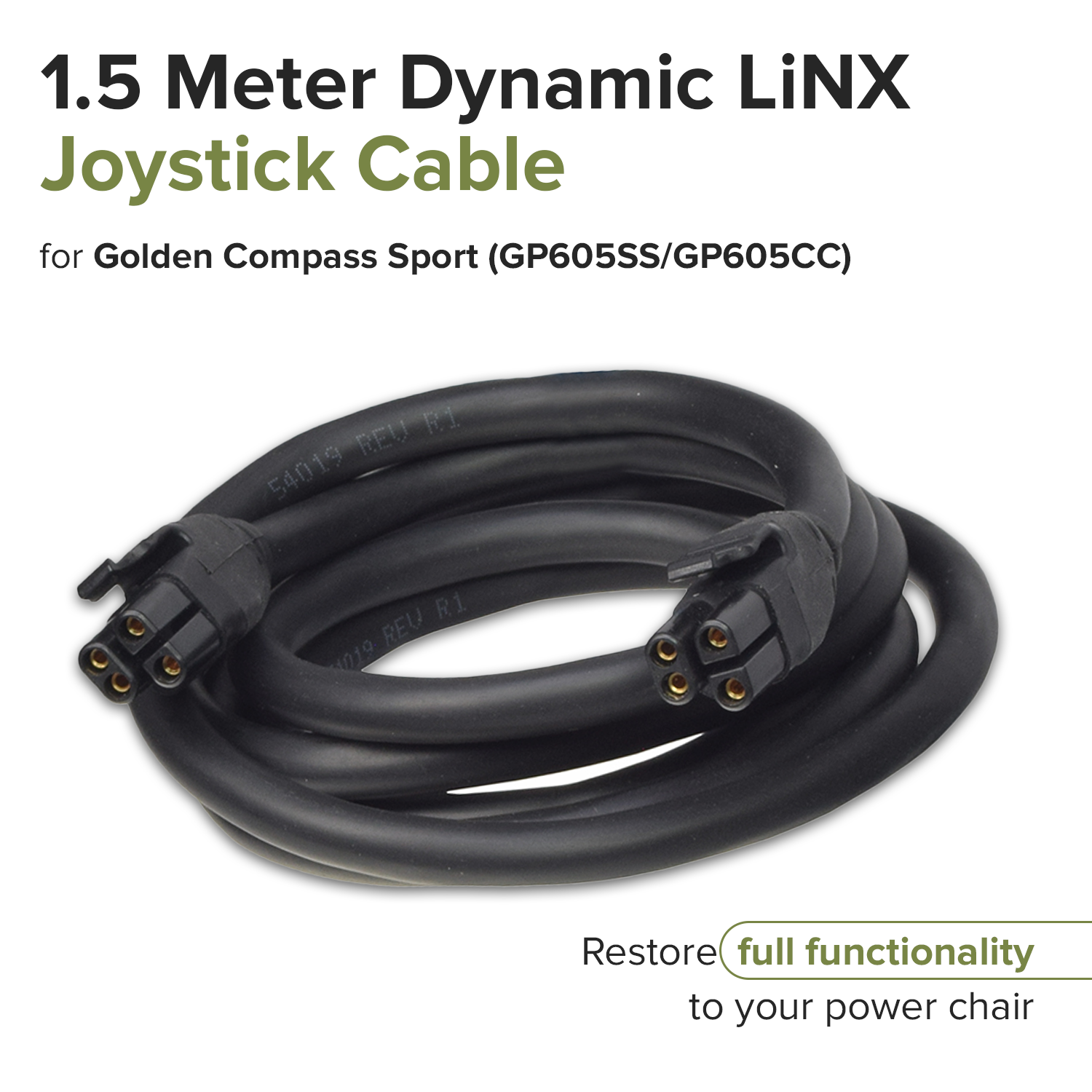 Dynamic LiNX Bus Cable for the Merits Vision Super (P327/P327-2), Vision Sport (P326A) & Vision CF (P322A) Power Chairs