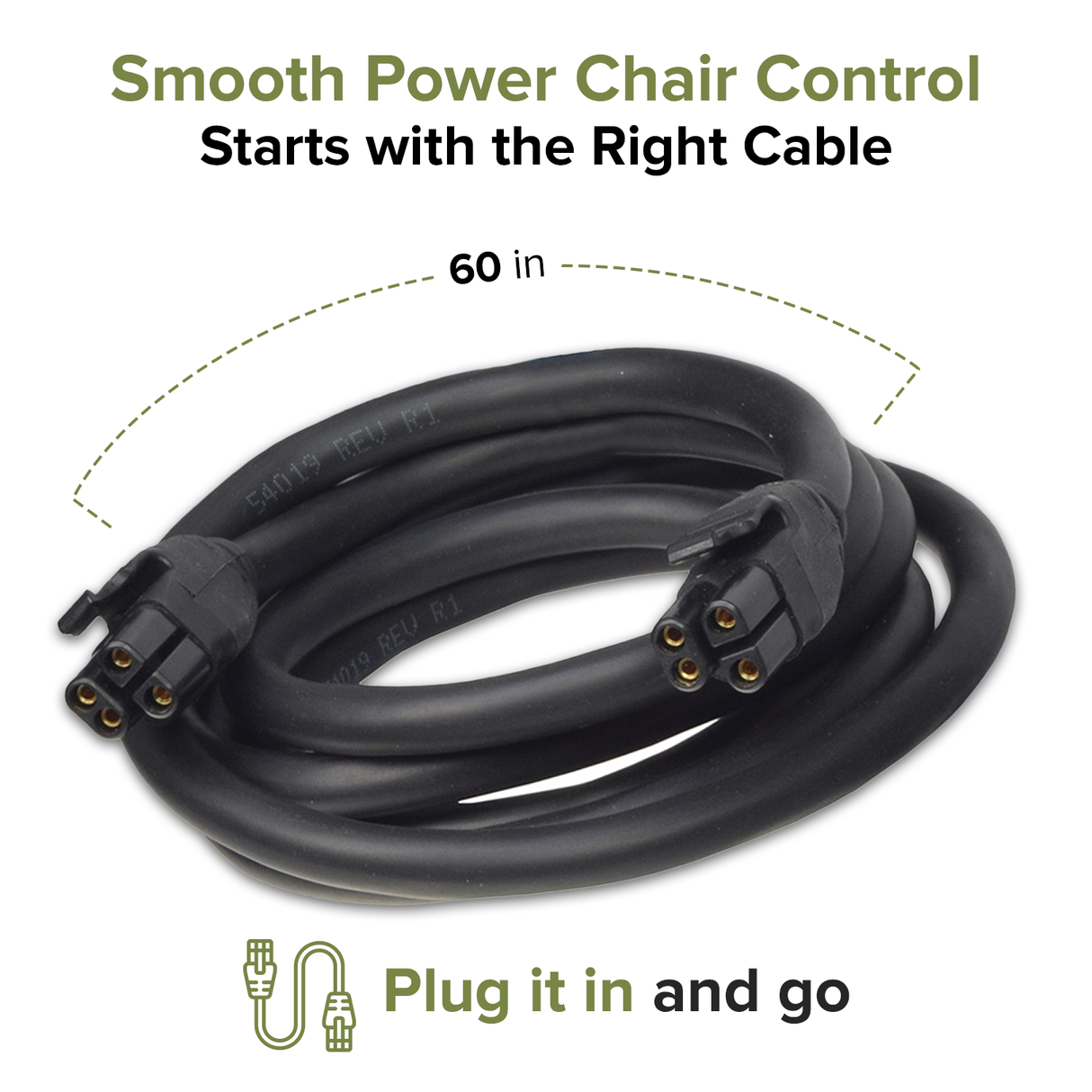 1.5 Meter Dynamic LiNX Joystick Cable for the Golden Technologies Compass Sport (GP605CC/GP605SS)