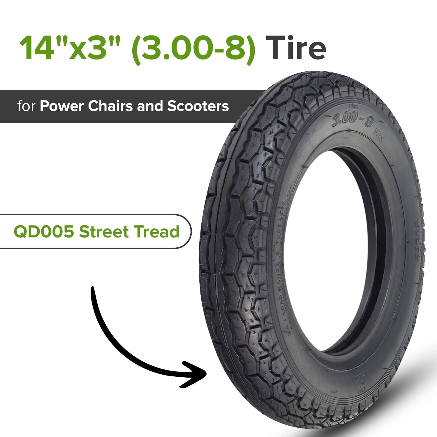 3.00-8 Tire with QD005 Street Tread