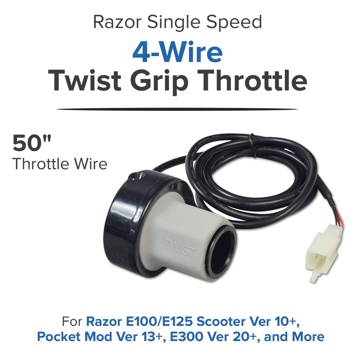 Razor Single Speed 4-Wire Twist Grip Throttle for Razor E175, All Versions